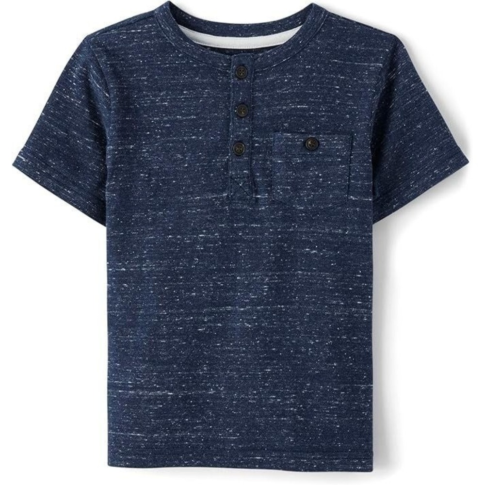Gymboree Boy's Toddler Short Sleeve Henley Top - Tidal Heather Blue - Size 4T